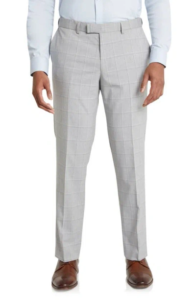 Johnny Bigg Cavill Check Slim Fit Dress Trousers In Silver