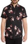 JOHNNY BIGG JOHNNY BIGG CLIVE CLASSIC FIT FLORAL SHORT SLEEVE STRETCH COTTON BUTTON-UP SHIRT