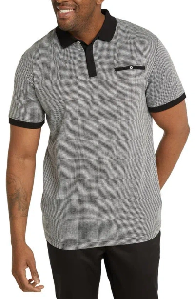 Johnny Bigg Colby Jacquard Houndstooth Polo In Black