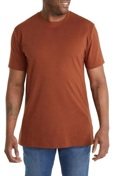 Johnny Bigg Essential Crewneck Curve Hem Cotton T-shirt In Sienna