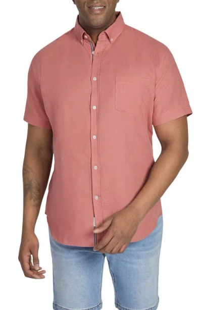 Johnny Bigg Fresno Short Sleeve Linen & Cotton Button-down Shirt In Rose