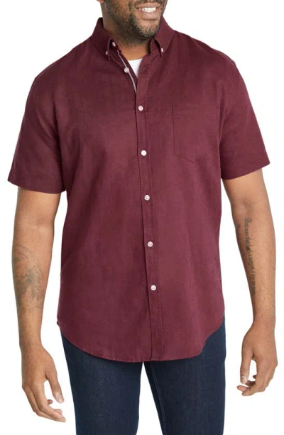 Johnny Bigg Fresno Short Sleeve Linen Blend Button-down Shirt In Pinot