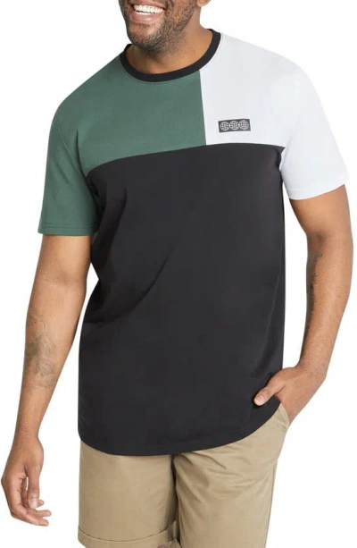 Johnny Bigg Global Splice Colourblock Curve Hem Cotton T-shirt In Eden