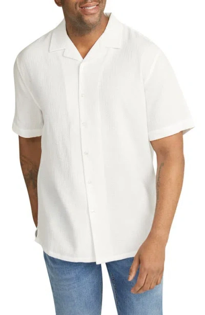 Johnny Bigg Griffen Relaxed Fit Textured Cotton Camp Shirt In White