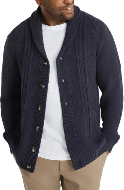 Johnny Bigg Harrington Cable Cardigan In Blue