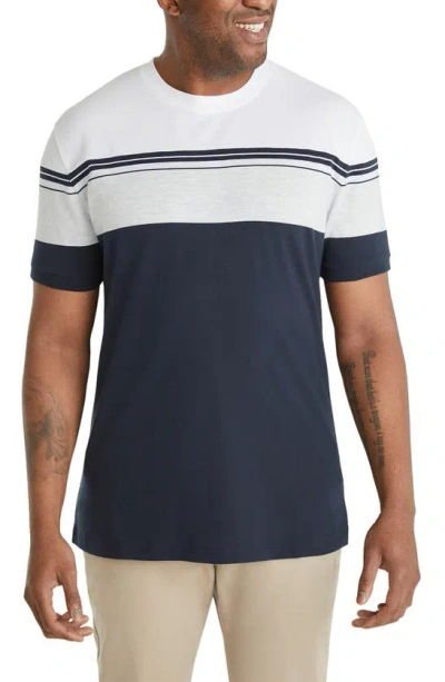 Johnny Bigg Joe Textured Colourblock Stripe Cotton T-shirt In Navy