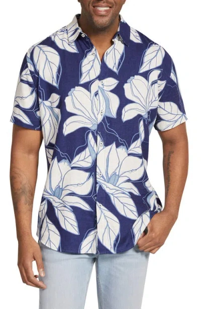 Johnny Bigg Keyline Floral Short Sleeve Button-up Shirt In Navy