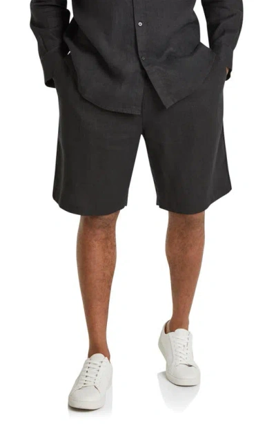 Johnny Bigg Resort Linen Drawstring Shorts In Black