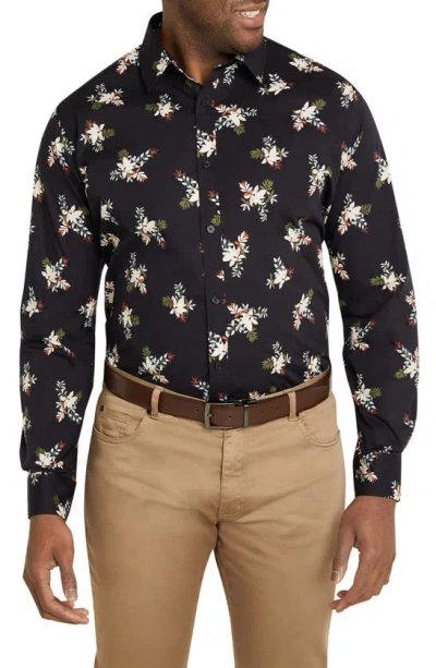 Johnny Bigg Sebastian Floral Button-up Shirt In Navy