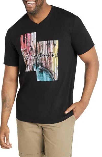 Johnny Bigg Venice V-neck Cotton Graphic T-shirt In Black