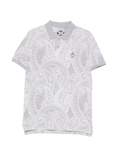 Johnny Lambs Paisley-pattern Polo Shirt In Gray