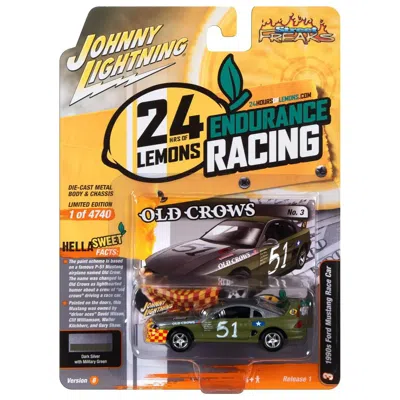 Johnny Lightning 1 To 64 Scale 1990s Ford Mustang Race Car No.51 Military Green & Dark Silver Metallic Old Crows 24 H