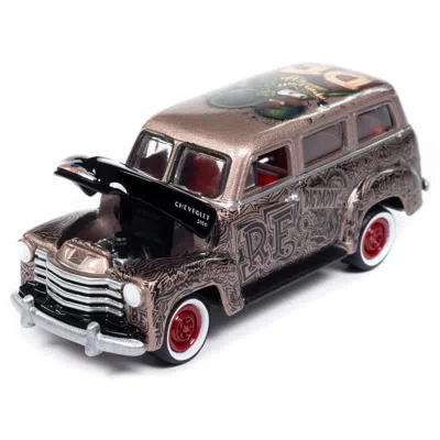 Johnny Lightning 1950 Chevrolet 3100 Suburban Bronze Metallic With Black Hood Rat Fink Pop Culture 2024 Release 1 1-6
