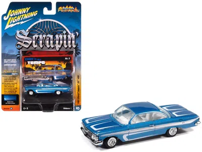 Johnny Lightning 1961 Chevrolet Impala Ss 409 Blue Metallic With White Stripes And Interior "scrapin'" Series 1/64