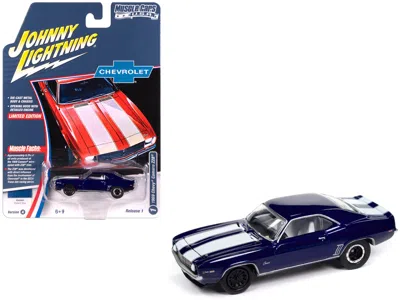Johnny Lightning 1969 Chevrolet Camaro Z28 Blue Metallic With White Stripes And Interior "muscle Cars Usa" Series