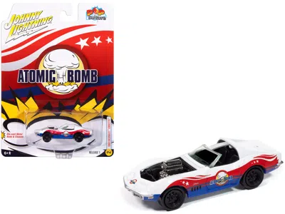 Johnny Lightning 1969 Chevrolet Corvette "atomic Bomb" White With Red And Blue Graphics "stuntman Mike's Ride Along R In Multi