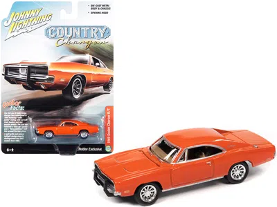 Johnny Lightning 1969 Dodge Charger R/t Orange "country Charger" 1/64 Diecast Model Car By