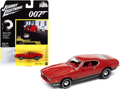 Johnny Lightning 1971 Ford Mustang Mach 1 Bright Red With Black Bottom (james Bond 007) "diamonds Are Forever" (1971)
