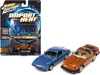 Johnny Lightning 1982 Mazda Rx-7 Blue Metallic And 1981 Datsun 280zx Orange Mist Metallic "import Heat" Set Of 2 Cars