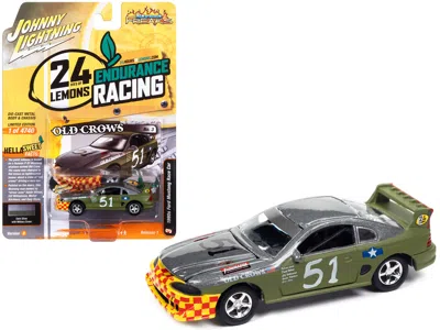 Johnny Lightning 1990s Ford Mustang Race Car #51 Military Green And Dark Silver Metallic "old Crows" "24 Hours Of Lem