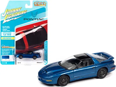 Johnny Lightning 1996 Pontiac Firebird Trans Am T/a Ws6 Medium Cloisonne Blue Metallic With Black Top "classic Gold C