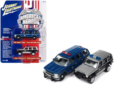 Johnny Lightning 1997 Chevrolet Tahoe "new York State Trooper" Blue With Gold Stripes And Jeep Cherokee Xj "north Car