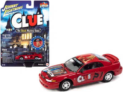 Johnny Lightning 2000 Ford Mustang "miss Scarlet" Red With Graphics With Poker Chip (collector Token) "modern Clue" "