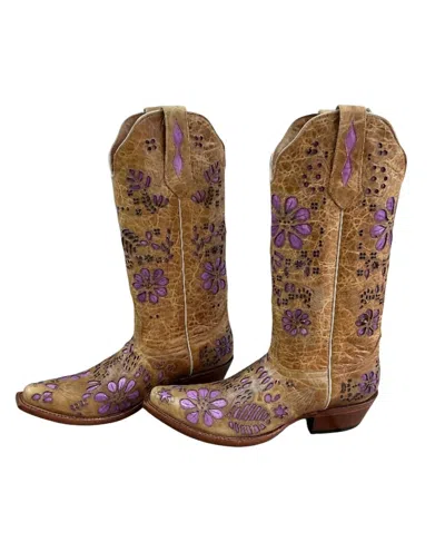 Johnny Ringo Women's A. Bison Orchid Pointed Toe Western Boots In Tan In Multi
