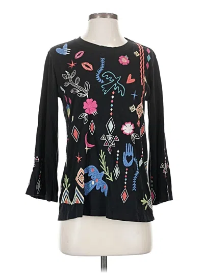 Pre-owned Johnny Was 3/4 Sleeve Blouse In Black