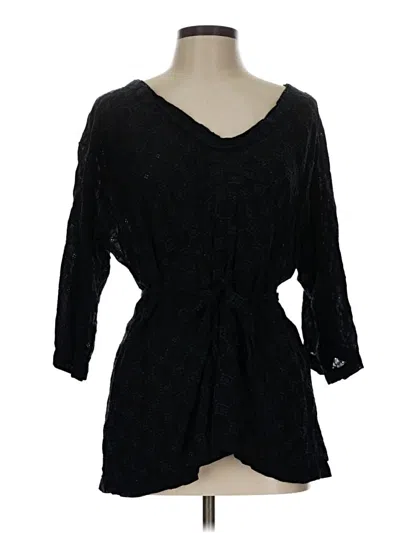 Pre-owned Johnny Was 3/4 Sleeve Blouse In Black