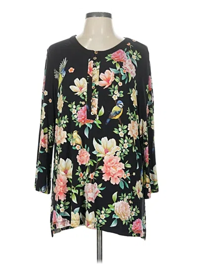 Pre-owned Johnny Was 3/4 Sleeve Blouse In Black