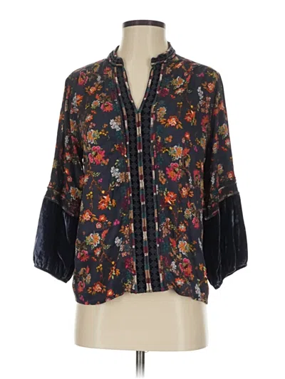 Pre-owned Johnny Was 3/4 Sleeve Blouse In Black