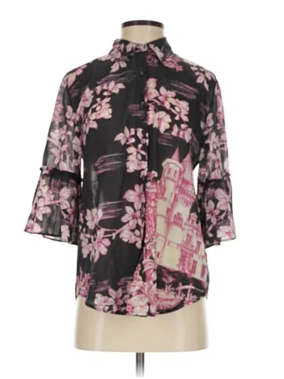 Pre-owned Johnny Was 3/4 Sleeve Blouse In Black
