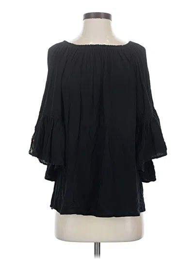 Pre-owned Johnny Was 3/4 Sleeve Blouse In Black
