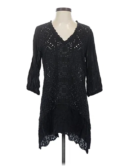 Pre-owned Johnny Was 3/4 Sleeve Blouse In Black