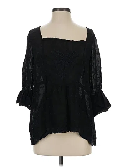 Pre-owned Johnny Was 3/4 Sleeve Blouse In Black