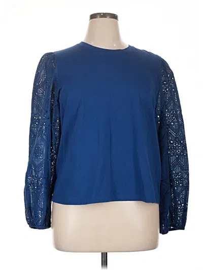 Pre-owned Johnny Was 3/4 Sleeve Blouse In Blue