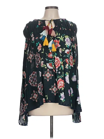 Pre-owned Johnny Was 3/4 Sleeve Blouse In Blue