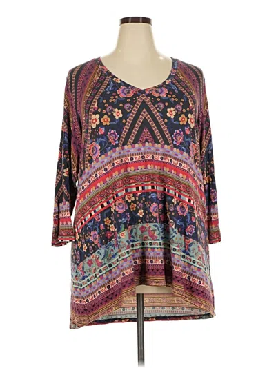 Pre-owned Johnny Was 3/4 Sleeve Blouse In Brown