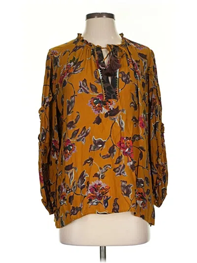 Pre-owned Johnny Was 3/4 Sleeve Blouse In Gold