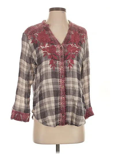 Pre-owned Johnny Was 3/4 Sleeve Blouse In Gray