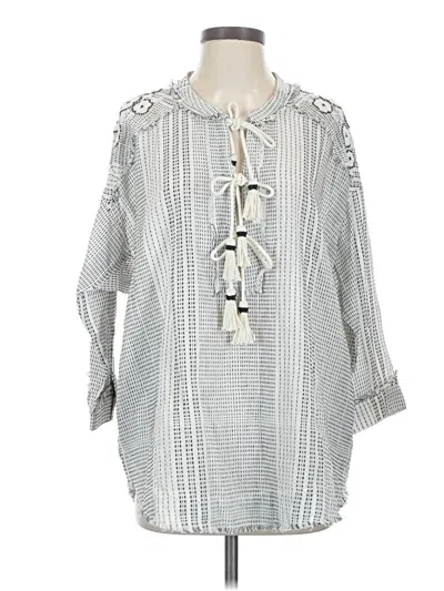 Pre-owned Johnny Was 3/4 Sleeve Blouse In Gray
