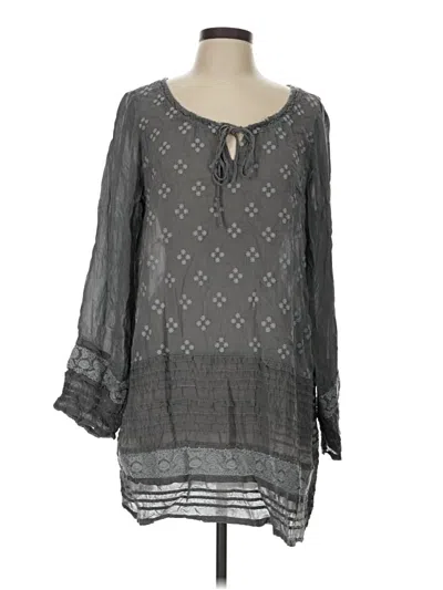 Pre-owned Johnny Was 3/4 Sleeve Blouse In Gray