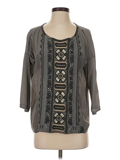 Pre-owned Johnny Was 3/4 Sleeve Blouse In Gray
