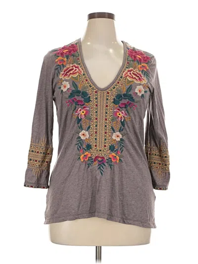 Pre-owned Johnny Was 3/4 Sleeve Blouse In Gray