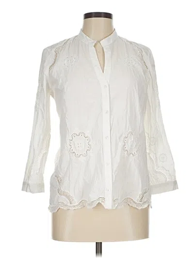 Pre-owned Johnny Was 3/4 Sleeve Blouse In Ivory