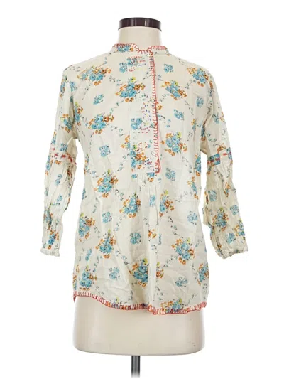 Pre-owned Johnny Was 3/4 Sleeve Blouse In Ivory