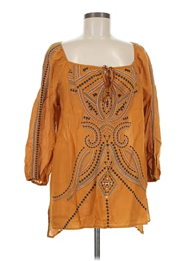 Pre-owned Johnny Was 3/4 Sleeve Blouse In Orange