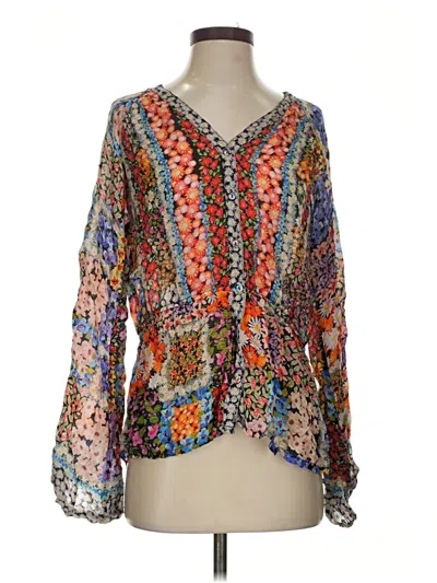 Pre-owned Johnny Was 3/4 Sleeve Blouse In Orange