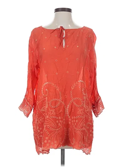 Pre-owned Johnny Was 3/4 Sleeve Blouse In Orange